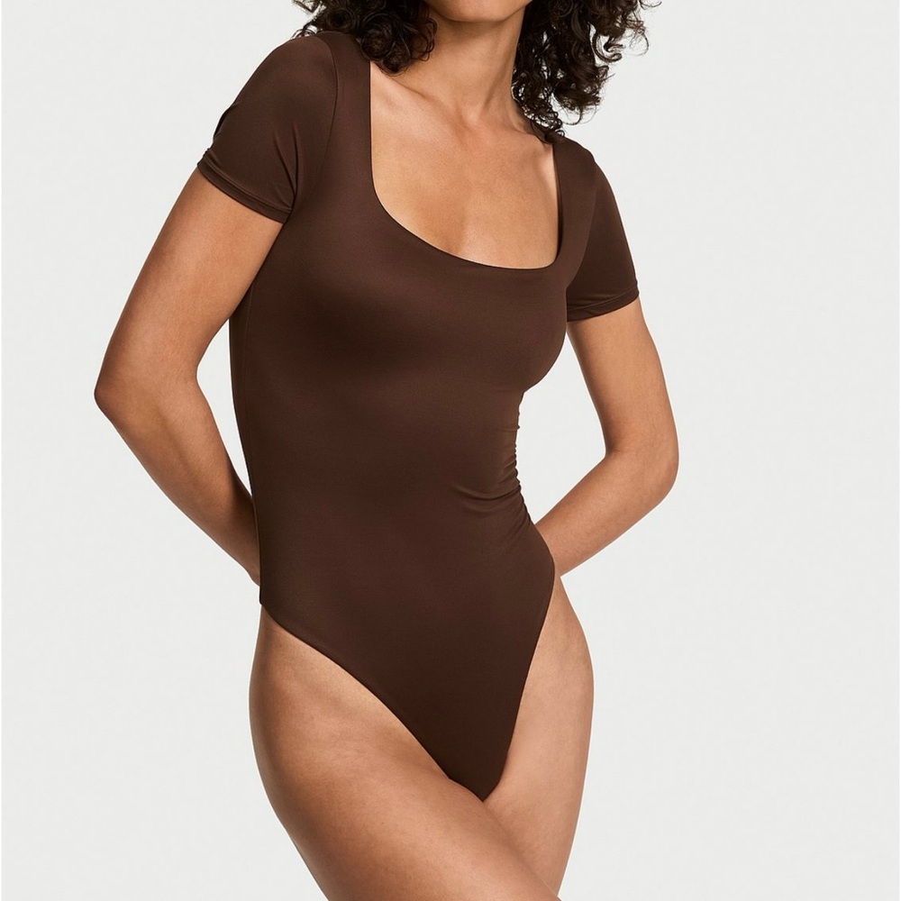 Victoria Secret Brown Short Sleeve Bodysuit Size XL